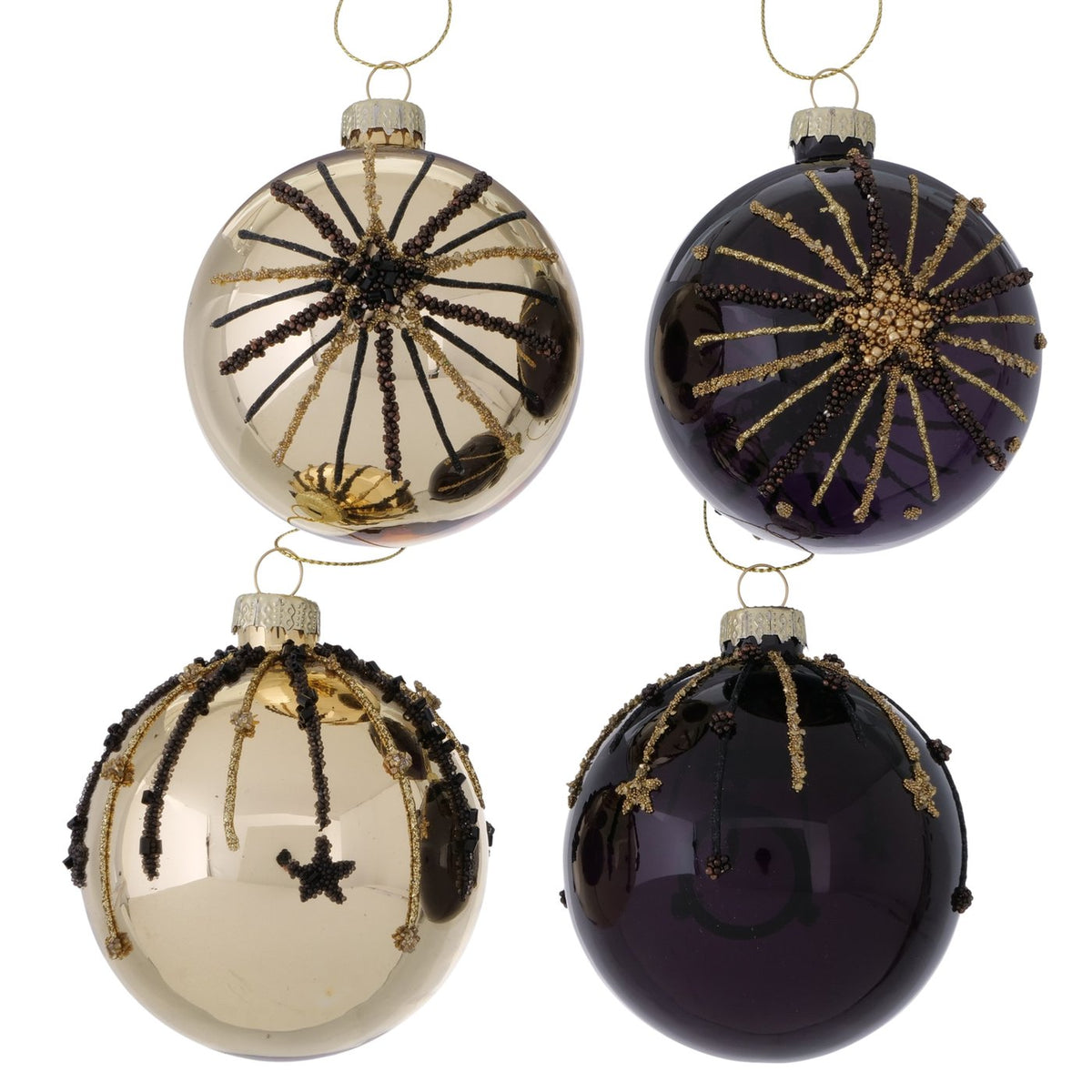 Gold and Black Baubles with Star Design