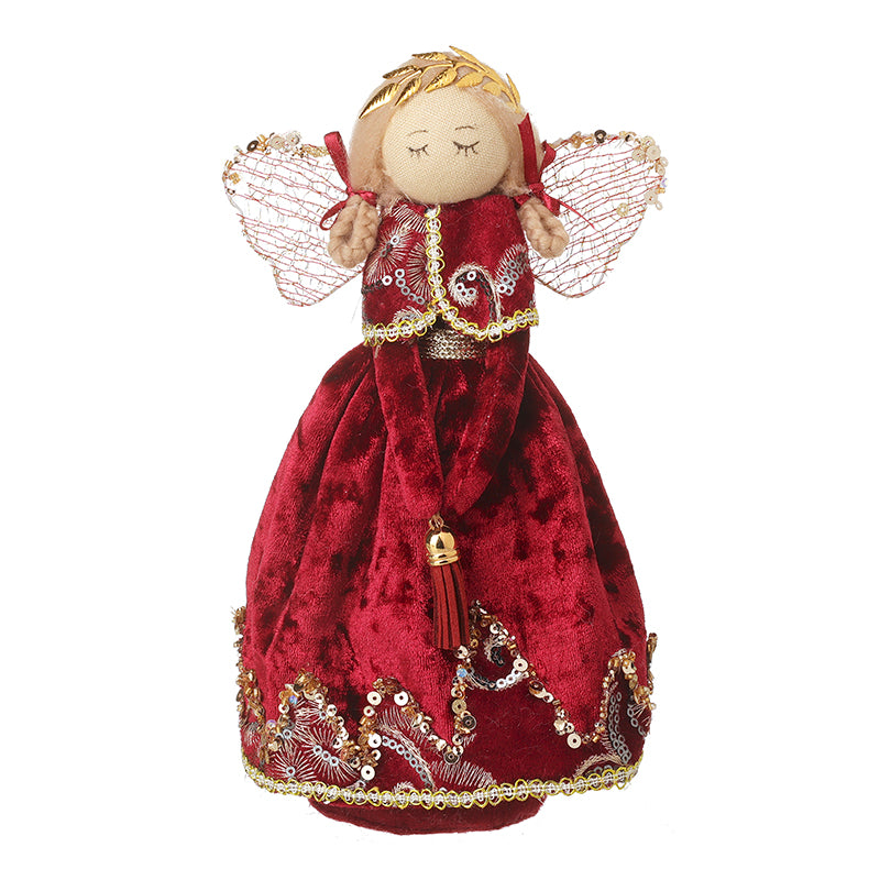 Angel in Burgundy Dress with Sequins