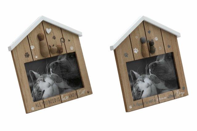 Cat and Dog Wooden Photo Frame