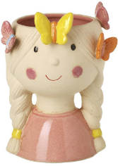 Large Ceramic Girl with Butterfly Plant Pot