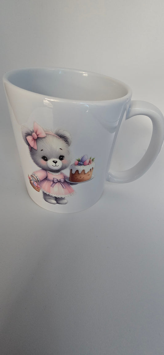 Ceramic White Mug with Bear Design