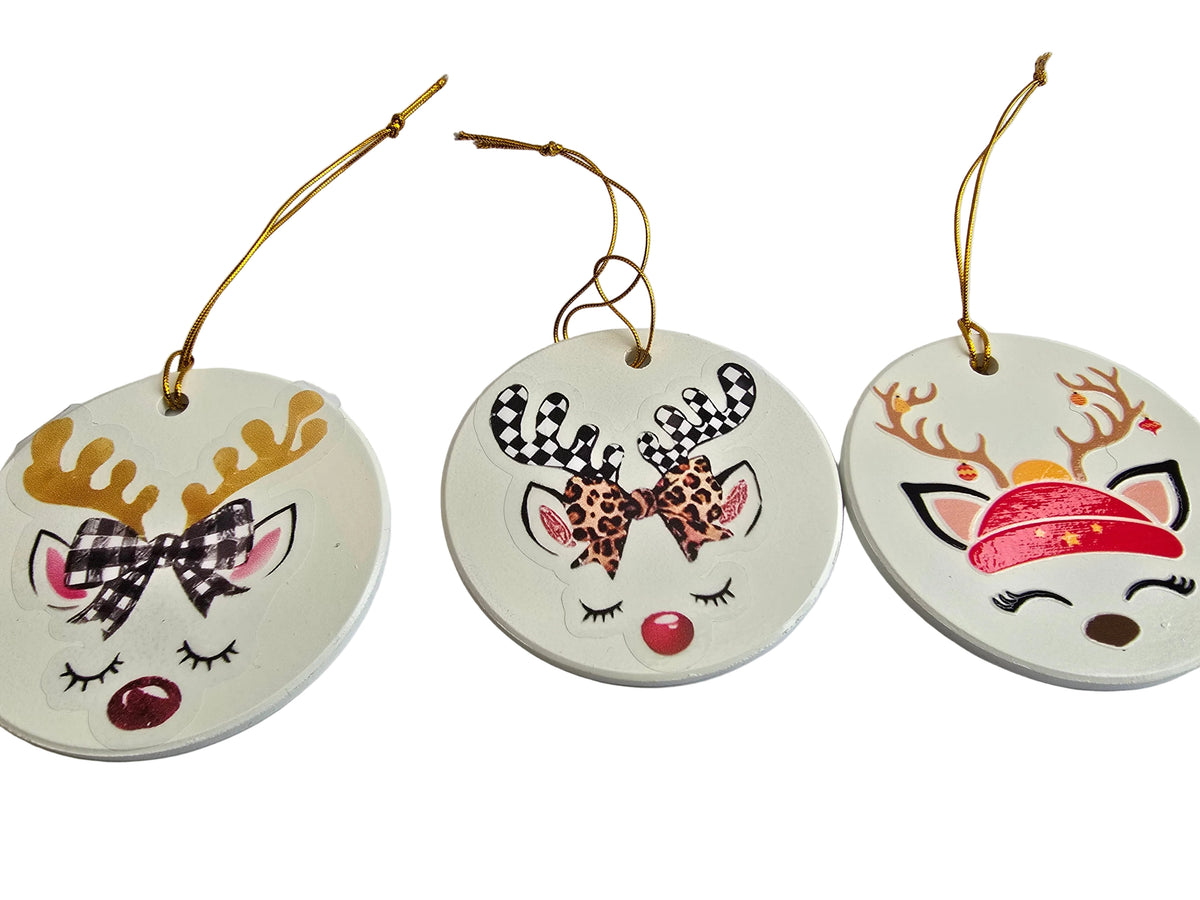 Hand crafted Reindeer Tree Decorations