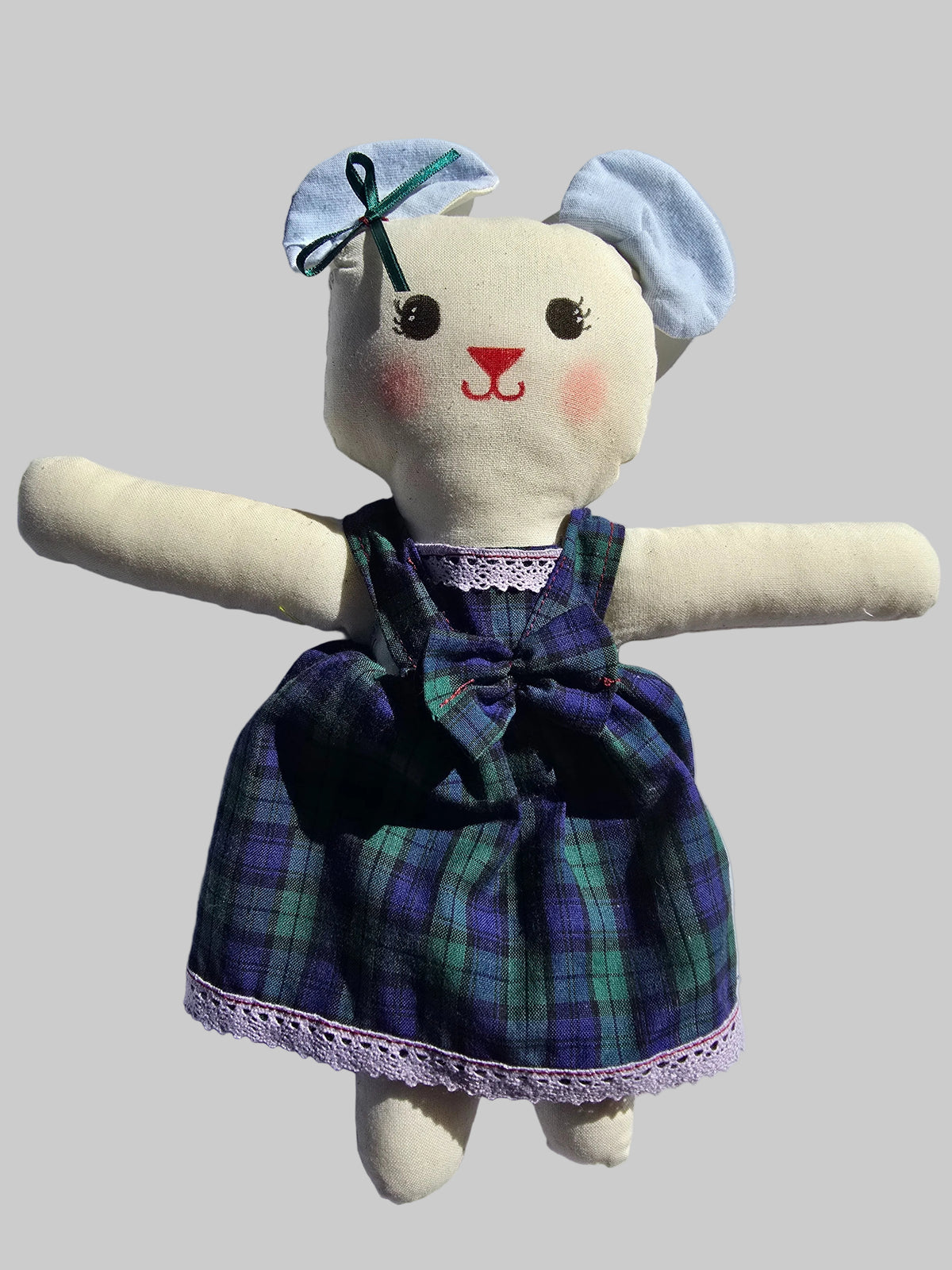 Hand Crafted Mouse in Tartan Dress