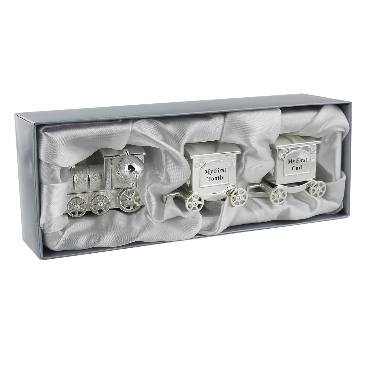 Silver-Plated First Tooth and Curl Set Train with 2 Carriages
