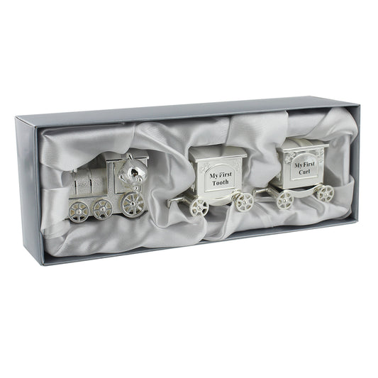 Silver-Plated First Tooth and Curl Set Train with 2 Carriages