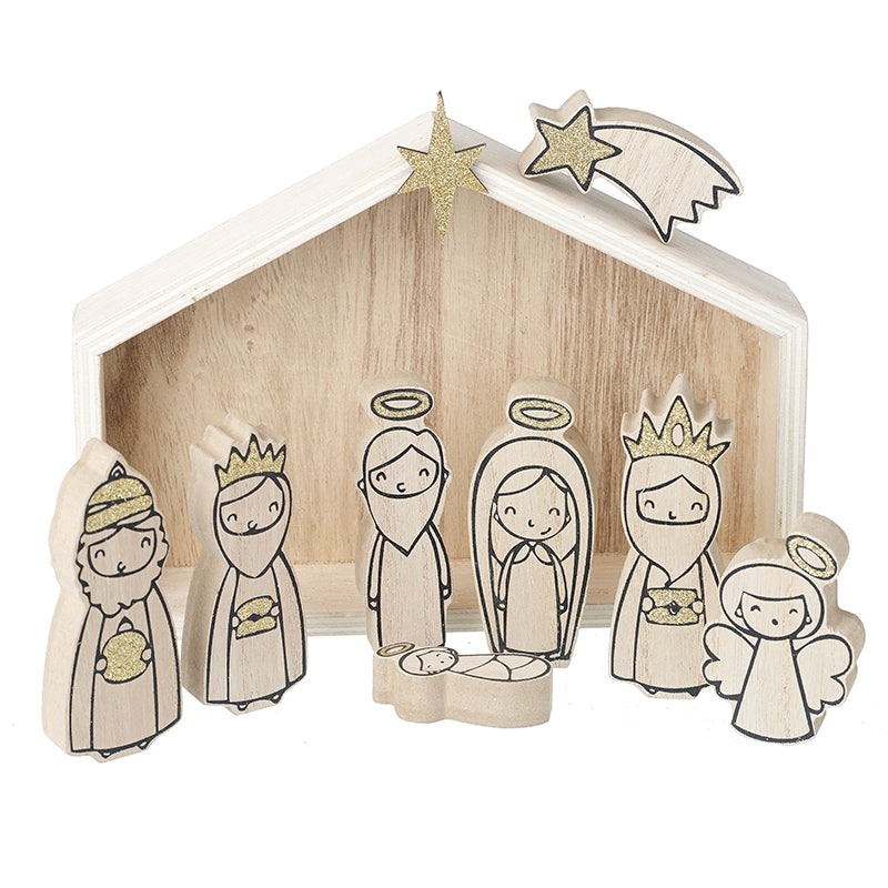 8 Piece Wooden Nativity Set