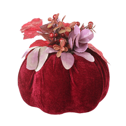Large Burgundy Velvet Pumpkin
