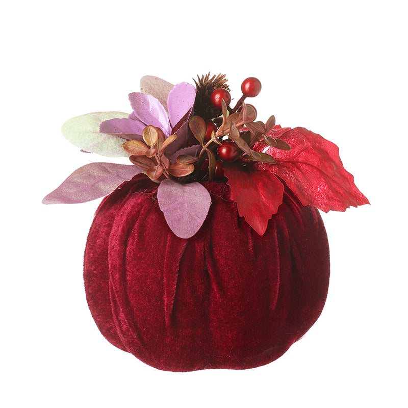 Small Burgundy Velvet Pumpkin