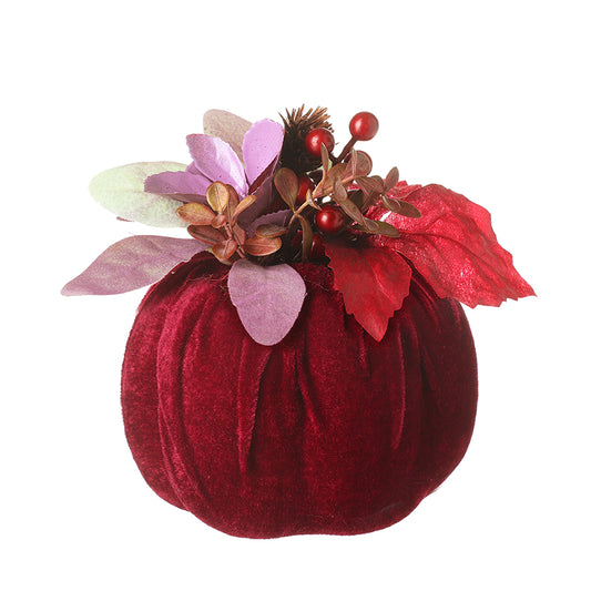 Small Burgundy Velvet Pumpkin