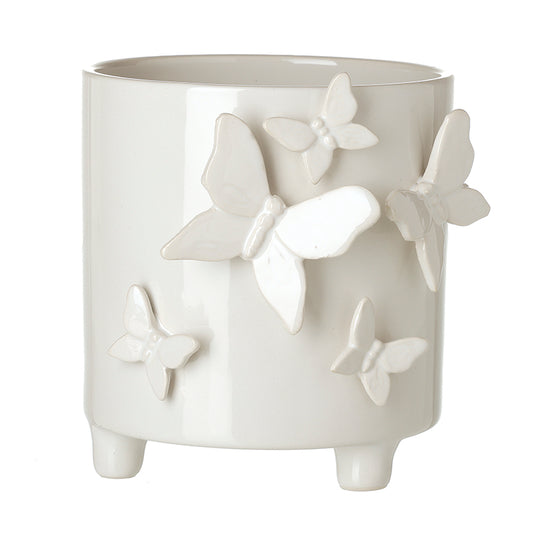 Small White Butterfly Plant Pot