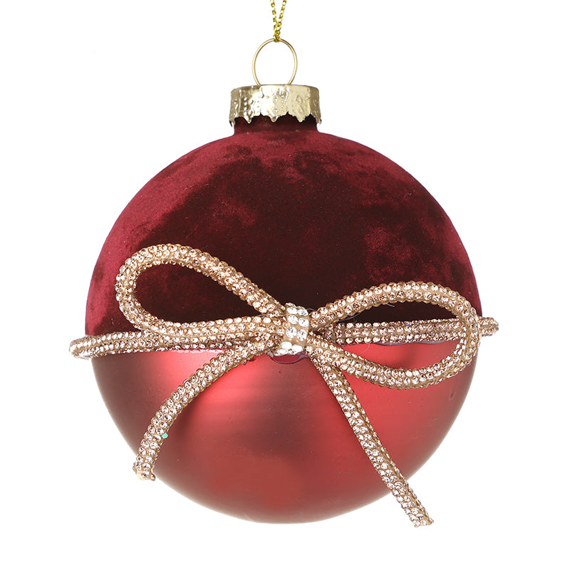 Red Bauble with Central Bow