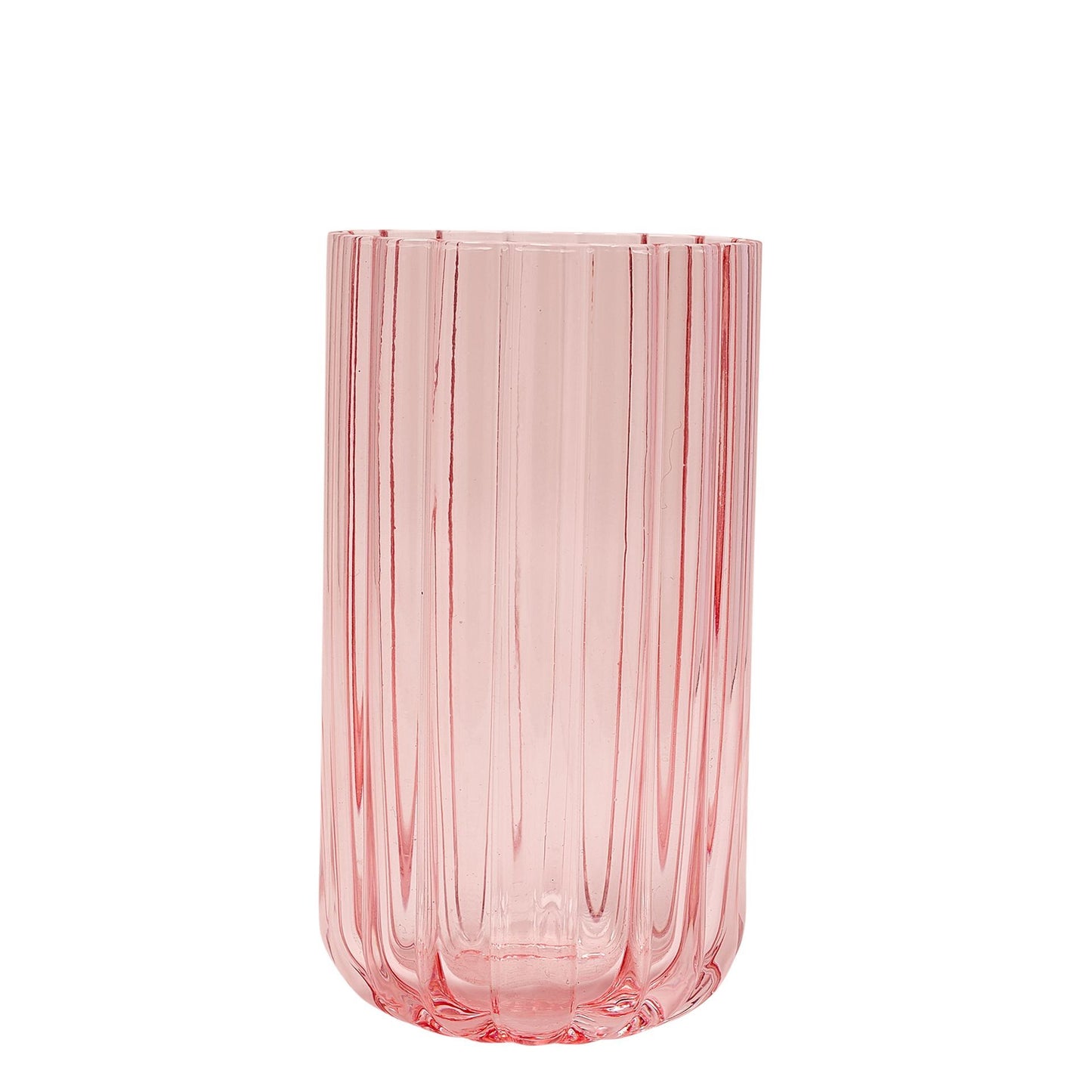 Hestia Pink Ribbed Glassware Set