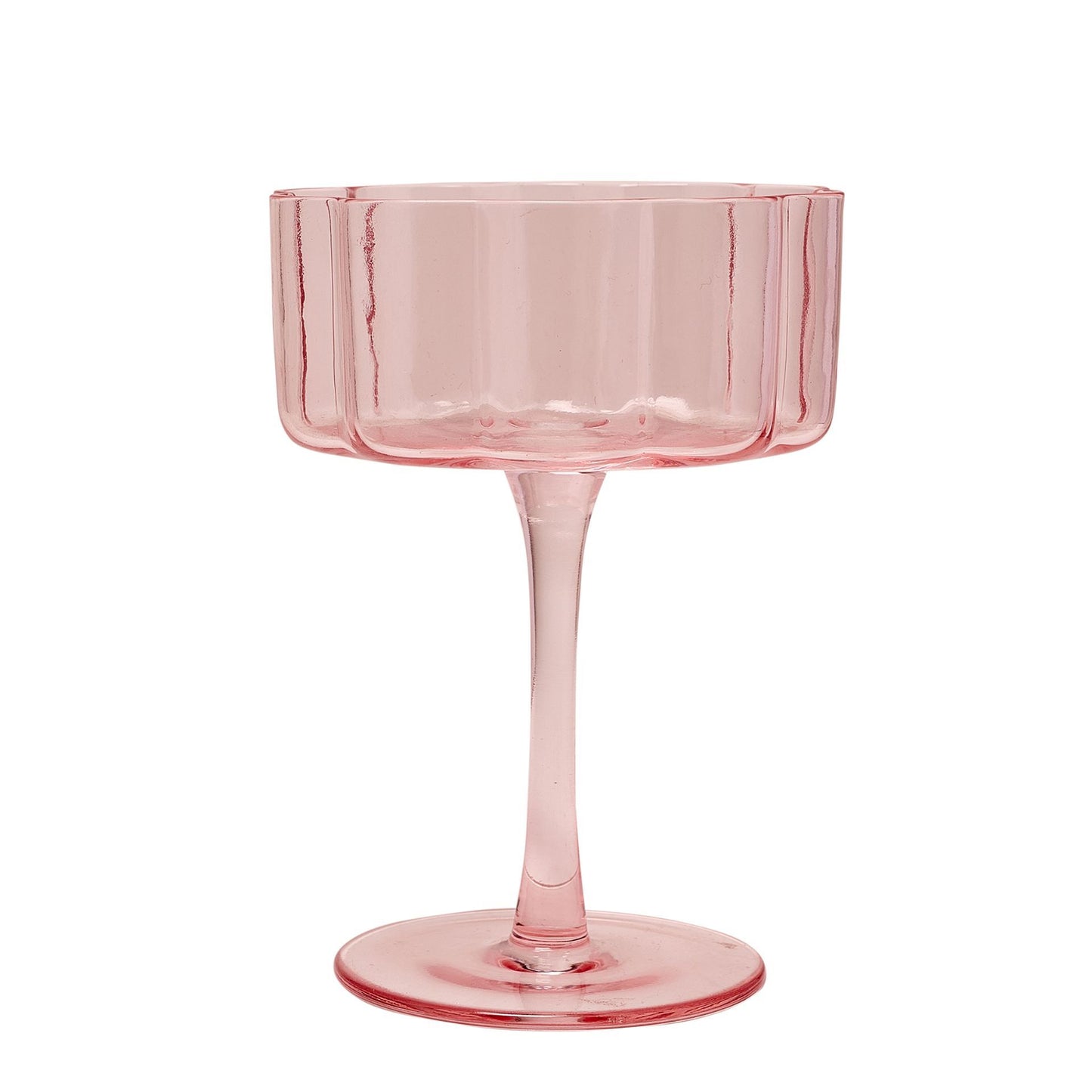 Hestia Pink Ribbed Glassware Set