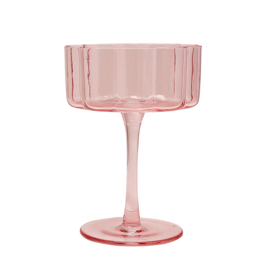 Hestia Pink Ribbed Glassware Set