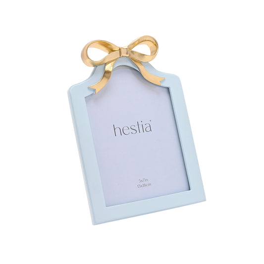 Hestia Soft Blue with Gold Ribbon Photo Frame