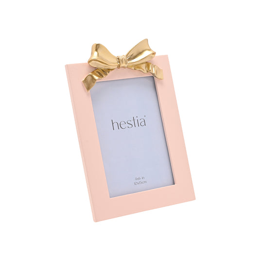 Hestia Soft Pink Photo Frame with Gold Ribbon