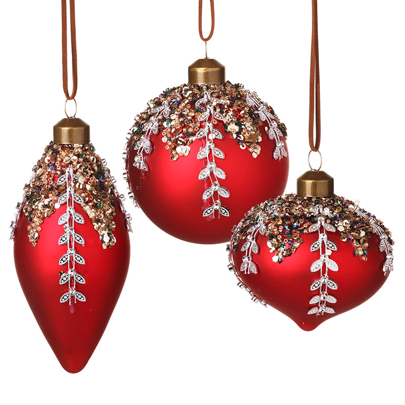 Red Jewelled Top Bauble Mix
