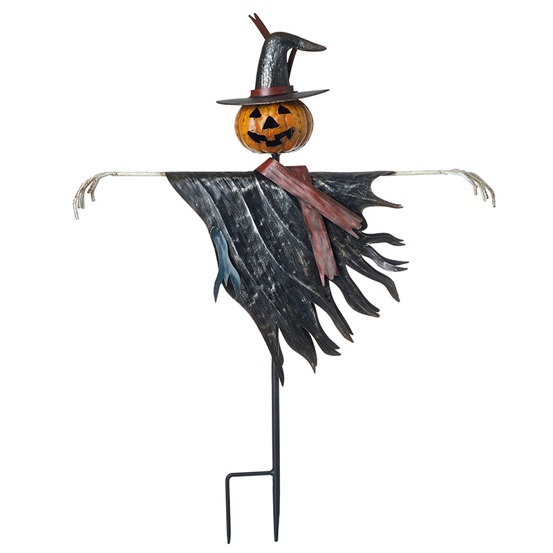 Metal Pumpkin Scarecrow Garden Stake