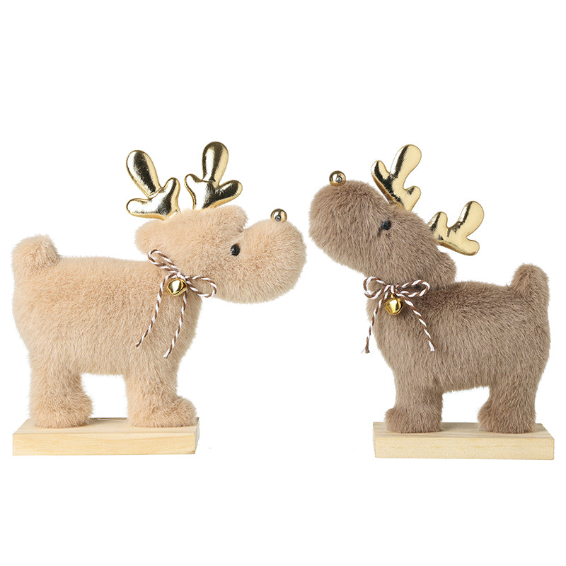 Fluffy Reindeer Mix on Wooden Base