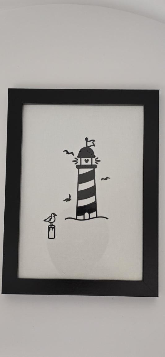 Black and White Lighthouse Artwork