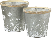 Butterfly and Flower Metal Plant Pots