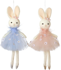 Hanging Bunnies in Floral Dress