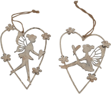 Wire Hanging Hearts with Fairies