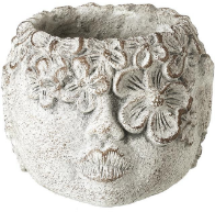 Cement Girl's Head Plant Pot - Large