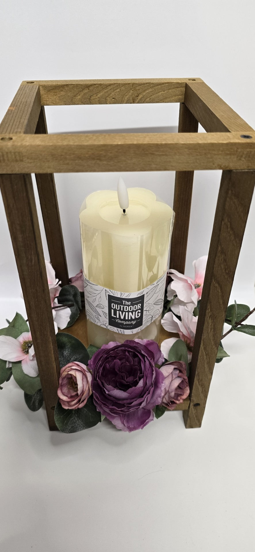 Flower and Wood Candle Holder