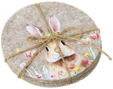 Rabbit Print Felt Coaster Set
