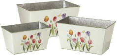Tulip Decorated Planter Set